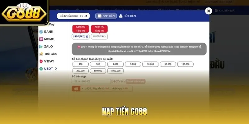 Nạp tiền Go88